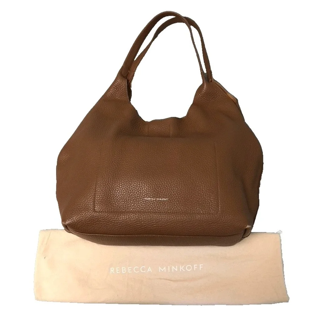 Rebecca Minkoff Darren Signature Carryall Hobo Bag Large Brown Pebbled Leather